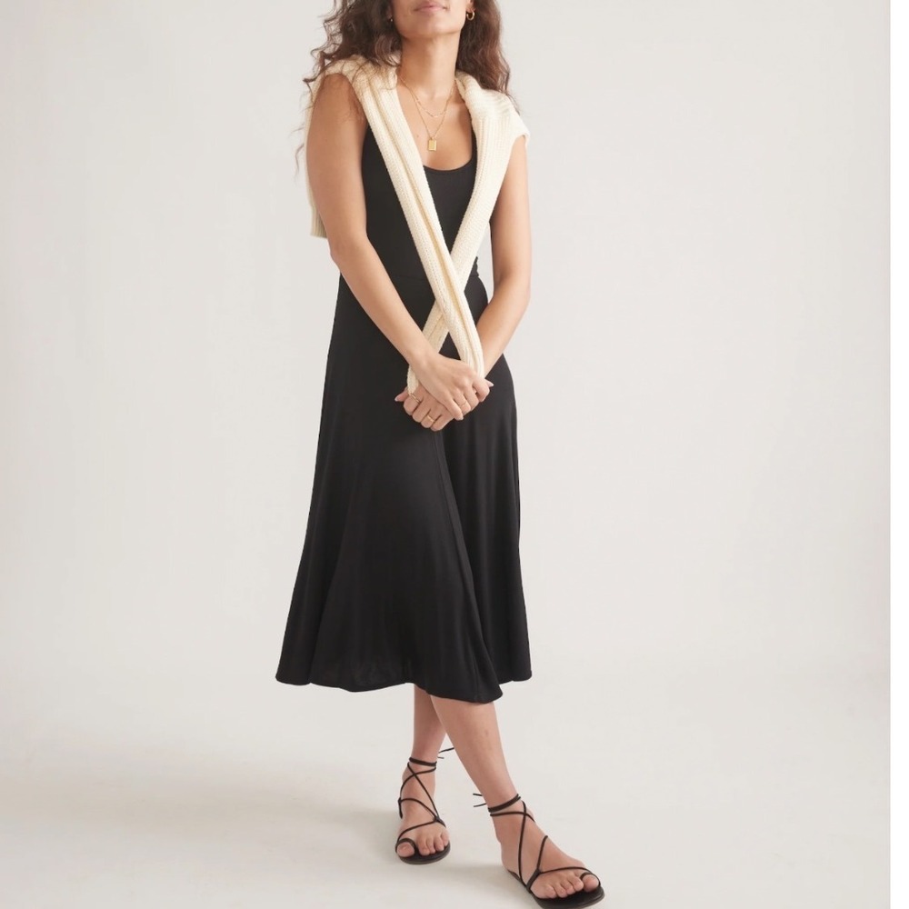 MARINE LAYER Lexi Rib Fit and Flare Midi Dress Siz Large‎ NEW